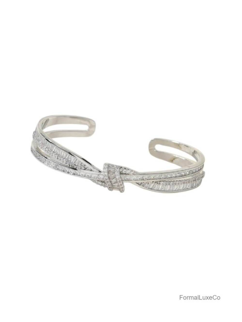 Crystal Rhinestone Bow Open Cuff Bangle Bracelet Women